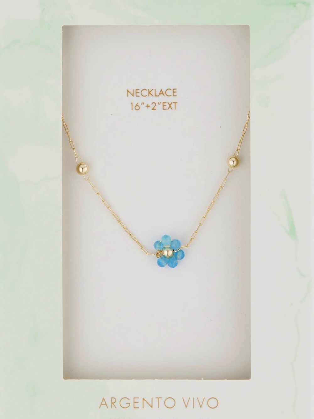 Argento Vivo Gold Toned Sterling Silver Floral Cluster Necklace Blue Flower